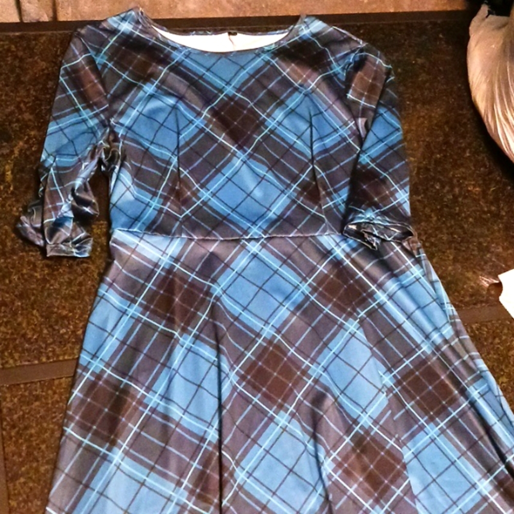 Blue tartan dress